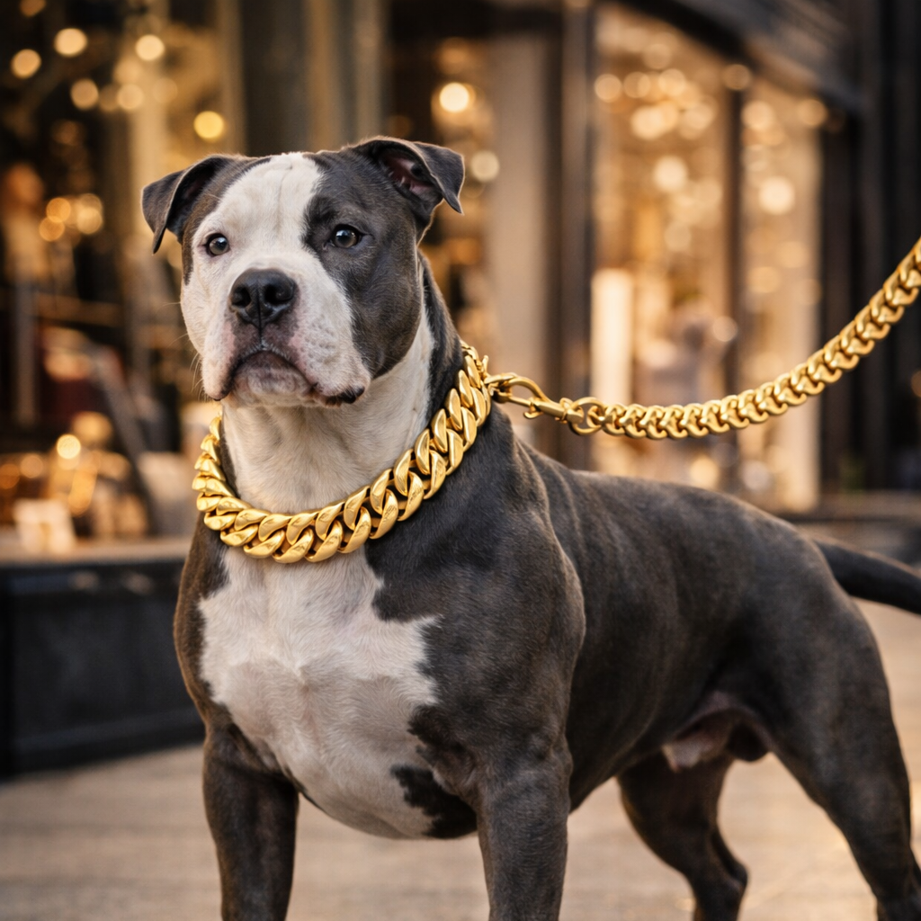 Stainless Steel Gold Dog Chain Leash Super Strong Dog Metal Durable Silver Traction Rope Chain Solid For Pet Jewelry Accessories