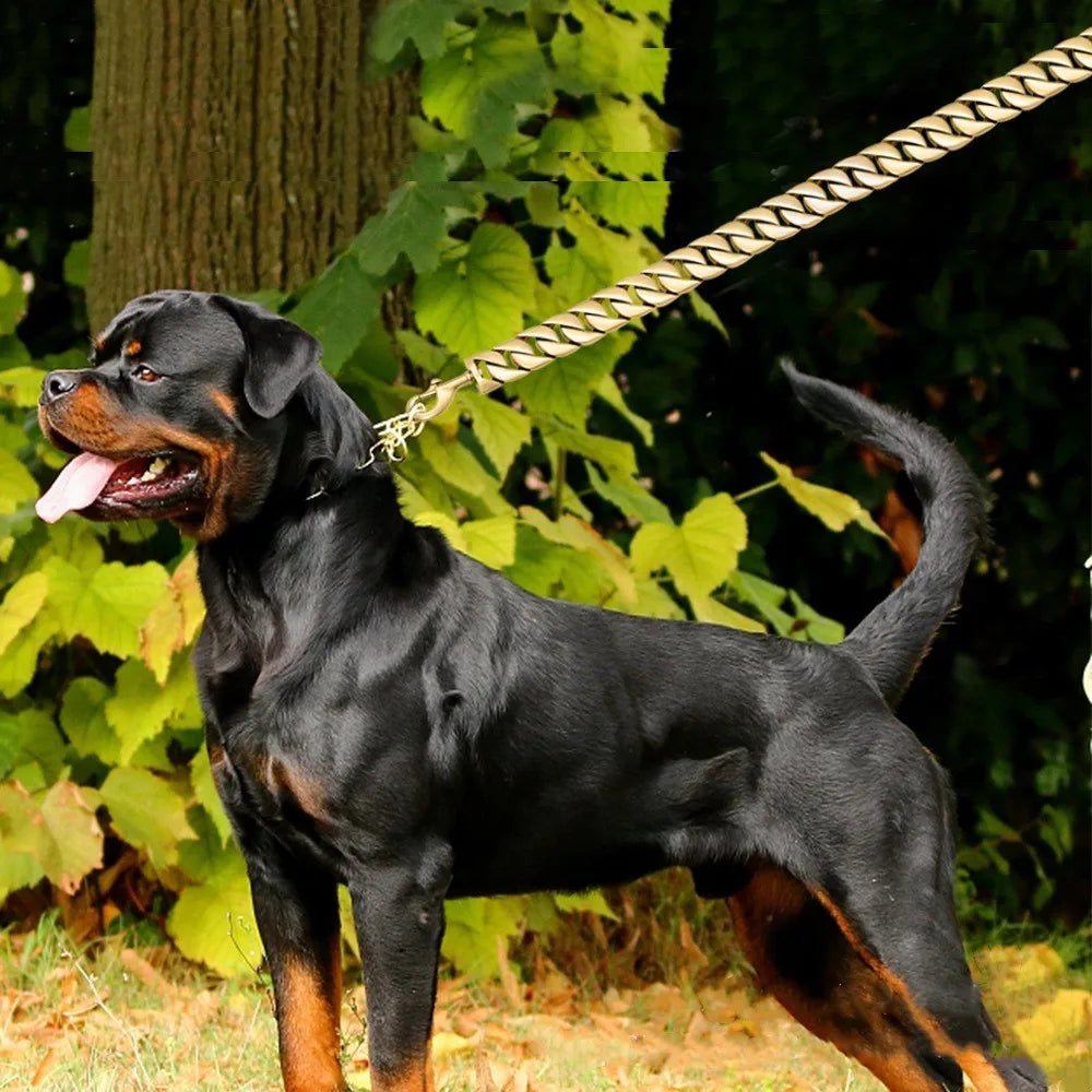 Stainless Steel Gold Dog Chain Leash Super Strong Dog Metal Durable Silver Traction Rope Chain Solid For Pet Jewelry Accessories